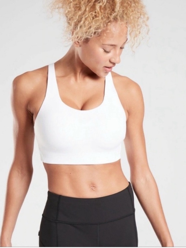 Athleta Advance Adjustable White Racerback Sports Bra